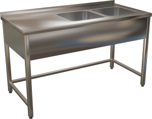 KSVK - Nerezový umývací stôl s lisovanými drezmi