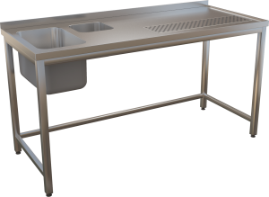 KSVKV - Nerezový výčapný stôl s drezom, umývadielkom a odkvapom